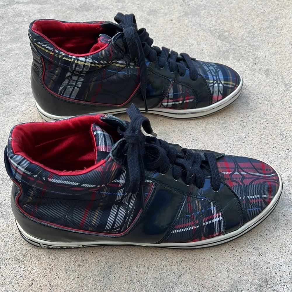 💚Coach Finch Plaid High Top Sneakers women's Size 7 - Picture 4 of 12